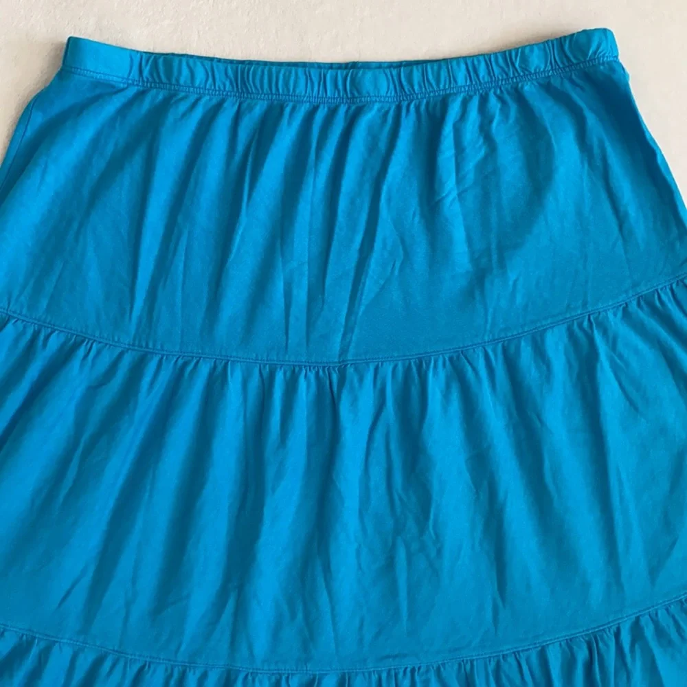 {VTG} Russ Berens Malibu USA | Y2K Cotton Modal Tiered Boho Peasant Skirt Blue M - Picture 2 of 12